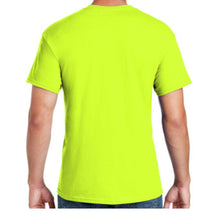 Load image into Gallery viewer, Gildan 8000 – Safety Green Hi-Viz Short Sleeve Shirt | Back View
