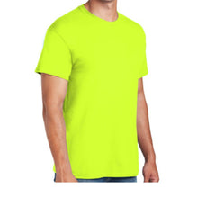 Load image into Gallery viewer, Gildan 8000 – Safety Green Hi-Viz Short Sleeve Shirt | Front Right View