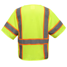 Load image into Gallery viewer, GSS 2503 - Safety Green ANSI Class 3 Safety Vest | Back View