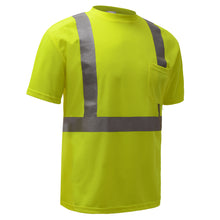 Load image into Gallery viewer, GSS 5001 - Safety Green Hi-Viz Short Sleeve Shirt | Front Right View