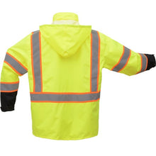 Load image into Gallery viewer, GSS 6005 – Safety Green Hi-Viz Rain Jacket | Back View