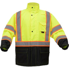 Load image into Gallery viewer, GSS 6005 – Safety Green Hi-Viz Rain Jacket | Front View