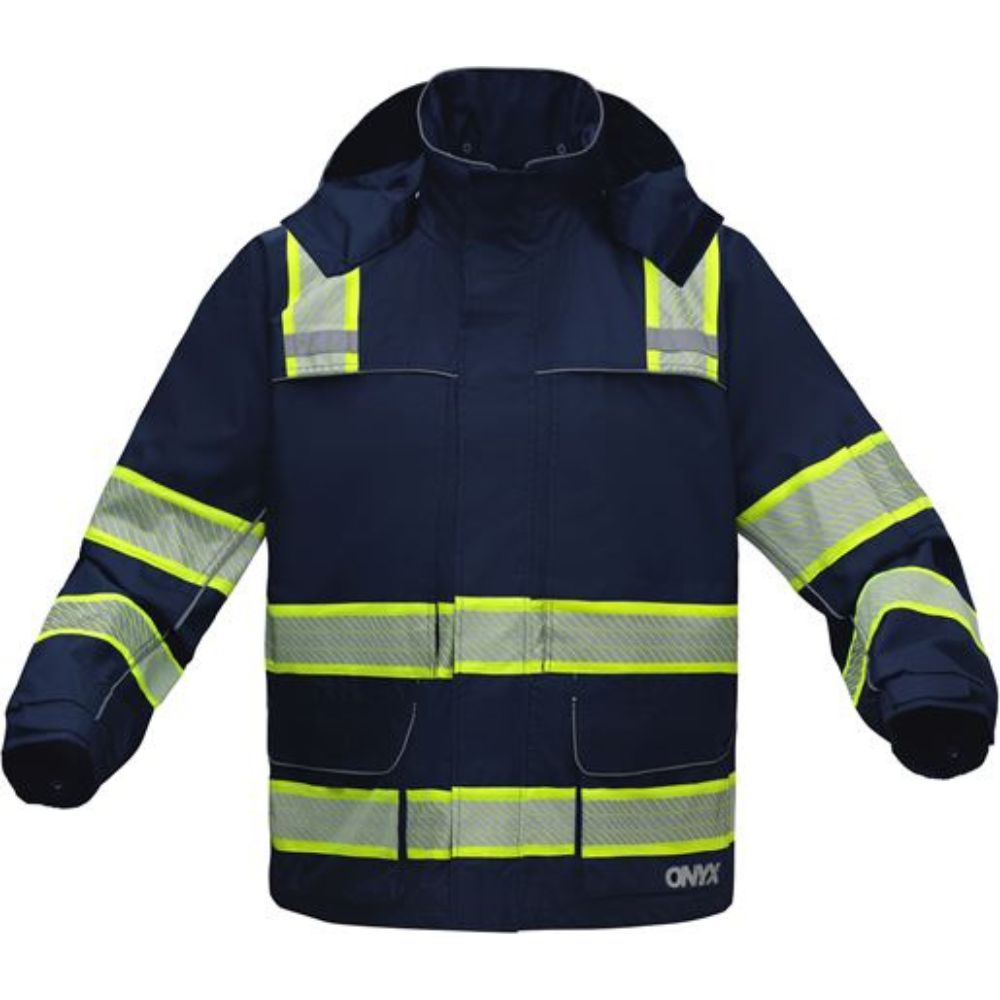 GSS 6502 Navy Blue Hi-Vis Rip Stop Rain Coat