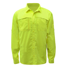 Load image into Gallery viewer, GSS 7507 - Safety Green Hi-Viz Button Down Shirt | Front View