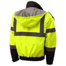 Load image into Gallery viewer, GSS 8003 - Safety Green Hi-Viz Bomber Jacket | Back View