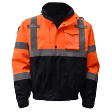 Load image into Gallery viewer, GSS 8004 - Safety Orange Hi-Viz Bomber Jacket | Front View