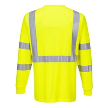 Load image into Gallery viewer, Portwest S192YER - Safety Green Hi-Viz Long Sleeve Shirt | Back View