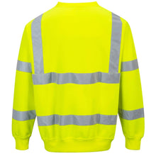 Load image into Gallery viewer, Portwest B303YER - Safety Green ANSI Class 3 Sweatshirt Back View