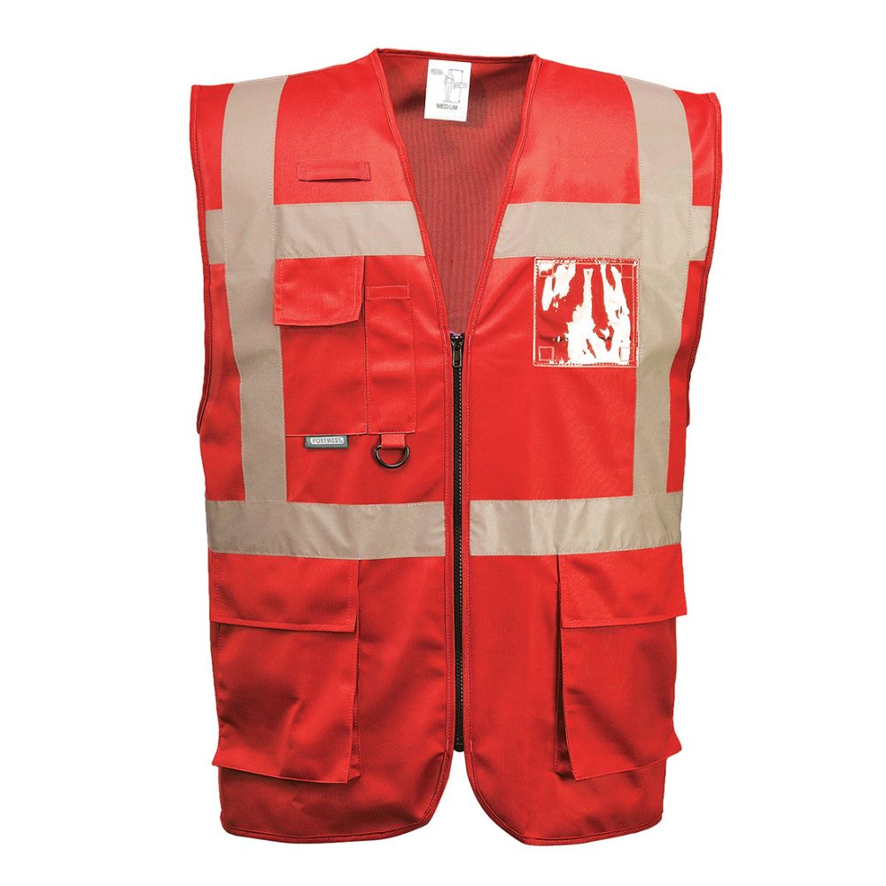 Portwest F476 Red Iona Executive Vest | Hi-Viz.com