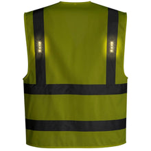 Load image into Gallery viewer, Portwest L470 - Safety Green ANSI Class 2 Safety Vests With LED Light Back View