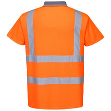 Load image into Gallery viewer, Portwest RT22ORR - Safety Orange Hi-Viz Polo Shirt Back View