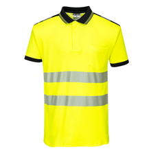 Load image into Gallery viewer, Portwest T180YBR - Safety Green Hi-Viz Polo Shirt | Front View