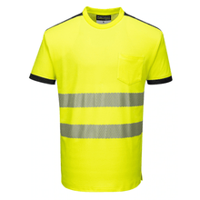 Load image into Gallery viewer, Portwest T181YBR - Safety Green Hi-Viz Short Sleeve Shirt | Front View
