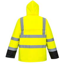 Load image into Gallery viewer, Portwest US366 – Safety Green High Visibility Rain Jacket | Back View