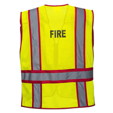 Load image into Gallery viewer, Portwest US387 – Red Trim Firefighter Safety Vest | Back View
