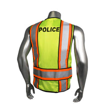 Load image into Gallery viewer, Radians LHV-207-O4C-POL - Orange Trim Police Safety Vest | Back Right View