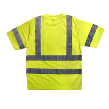 Load image into Gallery viewer, Radians ST11-3PGS - Safety Green Hi-Viz Short Sleeve Shirt | Back Flat View