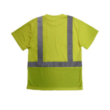 Load image into Gallery viewer, Radians ST11B-2PGS - Safety Green Hi-Viz Short Sleeve Shirt | Back Flat View
