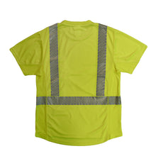 Load image into Gallery viewer, Radians ST31-2PGS - Safety Green Hi-Viz Short Sleeve Shirt | Back Flat View