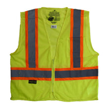 Load image into Gallery viewer, Radians SV225-2ZGM - Safety Green ANSI Class 2 Safety Vest | Front View Flat
