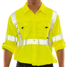Load image into Gallery viewer, Tingley S76522 - Safety Green Hi-Viz Button Down Shirt | Front View