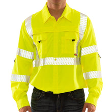 Load image into Gallery viewer, Tingley S76522 - Safety Green Hi-Viz Button Down Shirt | Front View Full