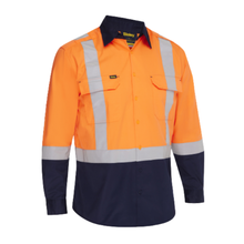 Load image into Gallery viewer, Bisley 312M6367H Safety Orange ANSI Type R Class 2 Vented Long Sleeve Button Down with Navy Bottom - Industrial Wash Durable | Front View
