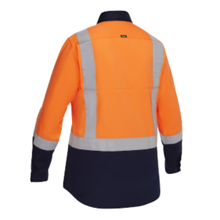 Load image into Gallery viewer, Bisley 312W6367H Safety Orange ANSI Type R Class 2 Women's Vented Long Sleeve Button Down with Navy Bottom - Industrial Wash Durable | Back View
