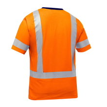 Load image into Gallery viewer, Bisley 313M1118H - Safety Orange  ANSI Type R Class 3 Short Sleeve T-Shirt | Back View

