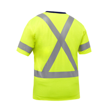 Load image into Gallery viewer, Bisley 313M1118X Safety Green X-Back Short Sleeve Shirt | Back View
