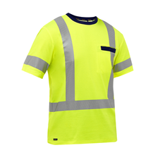 Load image into Gallery viewer, Bisley 313M1118X Safety Green X-Back Short Sleeve Shirt | Front View
