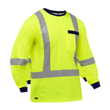 Load image into Gallery viewer, Bisley 313M6118X Safety Green X-Back Long Sleeve Shirt | Front View
