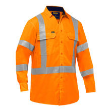Load image into Gallery viewer, Bisley 313M6490X Safety Orange ANSI Type R C 3 CSA Z96 X-Back Long Sleeve Work Shirt with X-Airflow | Front View
