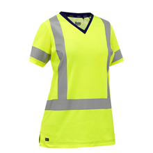Load image into Gallery viewer, Bisley 313W1118X Safety Green Women's X-Back Short Sleeve Shirt | 
Front View

