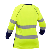 Load image into Gallery viewer, Bisley 313W6118T - Safety Green Hi-Viz Long Sleeve Shirt | Back View
