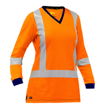 Load image into Gallery viewer, Bisley 313W6118X Safety Orange ANSI Type R Class 3 and CSA Z96 Class 2 X-Back Women's Long Sleeve Shirt | Front View
