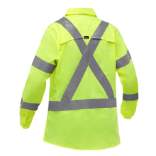 Load image into Gallery viewer, Bisley 313W6490X Safety Green ANSI Type R Class 3 and CSA Z96 X-Back Women's Long Sleeve Work Shirt with X-Airflow™ | Back View
