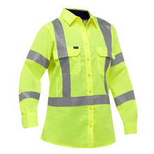Load image into Gallery viewer, Bisley 313W6490X Safety Green ANSI Type R Class 3 and CSA Z96 X-Back Women's Long Sleeve Work Shirt with X-Airflow™ | Front View
