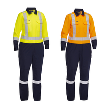 Load image into Gallery viewer, Bisley 314W6369H ANSI Type R Class 2 Women's Vented Coverall with Navy Bottom - Industrial Wash Durable | Main View
