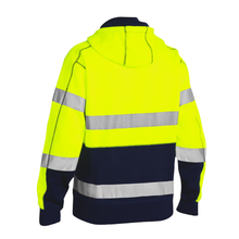 Load image into Gallery viewer, Bisley ANSI 323M6988T Safety Green Type R Class 3 Full Zip Hooded Sweatshirt with Sherpa Lining | Back View
