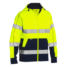 Load image into Gallery viewer, Bisley ANSI 323M6988T Safety Green Type R Class 3 Full Zip Hooded Sweatshirt with Sherpa Lining | Front View
