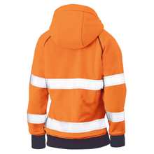 Load image into Gallery viewer, Bisley 323W6819T Safety Orange ANSI Type R Class 2 Women's Contoured Full Zip Hooded Sweatshirt with Sherpa Lining | Back View
