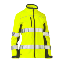 Load image into Gallery viewer, Bisley 333W6059T Safety Green ANSI Type R Class 2 Women's Contoured Softshell Jacket | Front View
