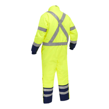 Load image into Gallery viewer, Bisley 344M6453X - Safety Green High Visibility Rain Pants | Back Right View
