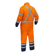 Load image into Gallery viewer, Bisley 344M6453X - Safety Orange High Visibility Rain Pants | Back Right View
