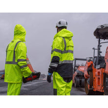 Load image into Gallery viewer, Construction workers in hi-vis rain gear
