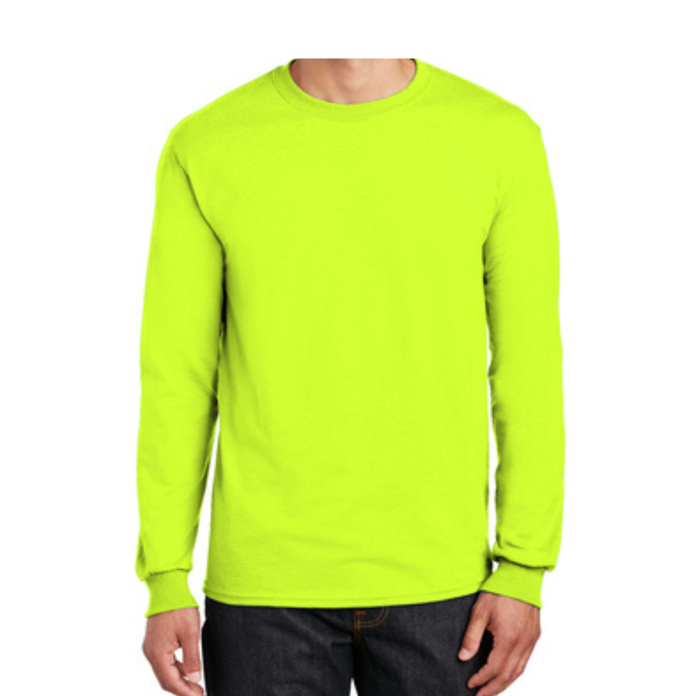 High Visibility Neon Green Safety Shirts Gildan, Long Sleeve High