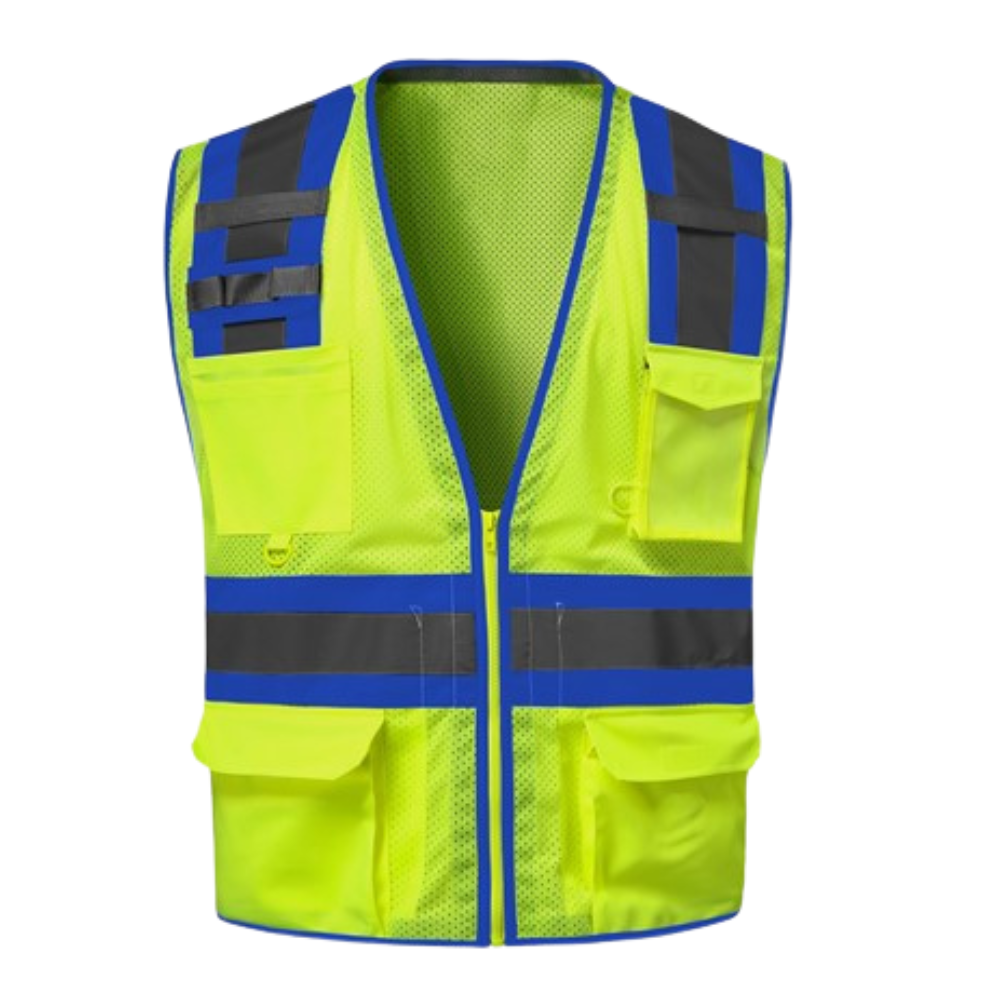 GSS 1523 Class 2 Safety Vest with Blue Trim | Hi-Viz.com