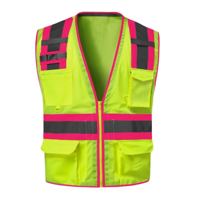 GSS 1529 - Safety Green with Pink Front ANSI Class 2 Safety Vest | Front View