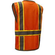 Load image into Gallery viewer, GSS 1702 – Safety Orange Surveyor Safety Vest | Back View 
